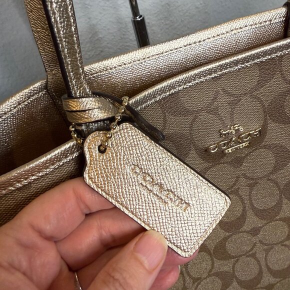 Coach Tan and Gold Signature Shoulder Bag - Picture 5 of 15